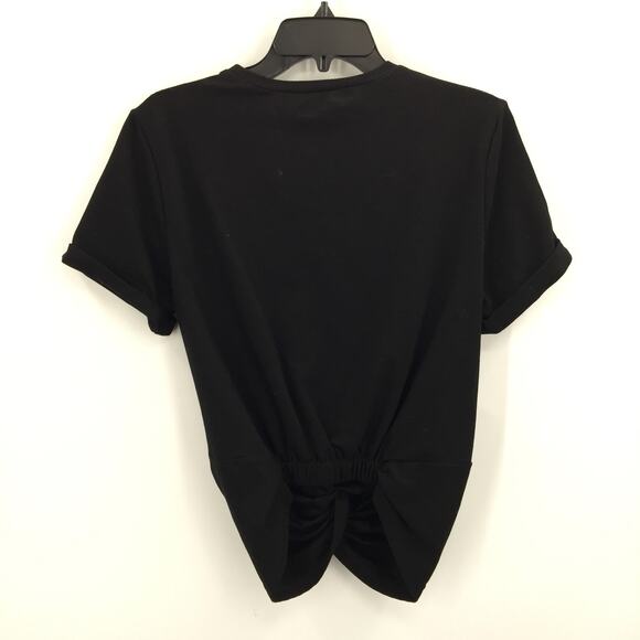 Walter Baker Camille Twisted Front T-Shirt Top Short Sleeve Black Large NEW - Picture 3 of 6